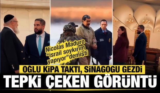 Tepki &ccedil;eken g&ouml;r&uuml;nt&uuml;... Maduro'nun oğlu kipa taktı, sinagogunu ziyaret etti