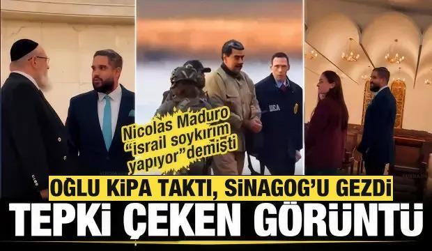 Tepki &ccedil;eken g&ouml;r&uuml;nt&uuml;... Maduro'nun oğlu kipa taktı, sinagogunu ziyaret etti