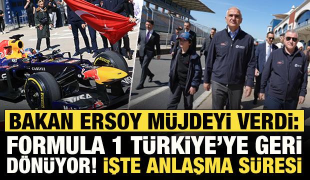 Bakan Ersoy m&uuml;jdeyi verdi: Formula 1 T&uuml;rkiye&rsquo;ye geri d&ouml;n&uuml;yor! İşte anlaşma s&uuml;resi