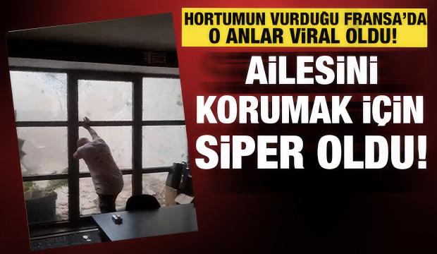 Fransa'yı hortum vurdu! Babanın cam kapıyı tuttuğu anlar viral oldu