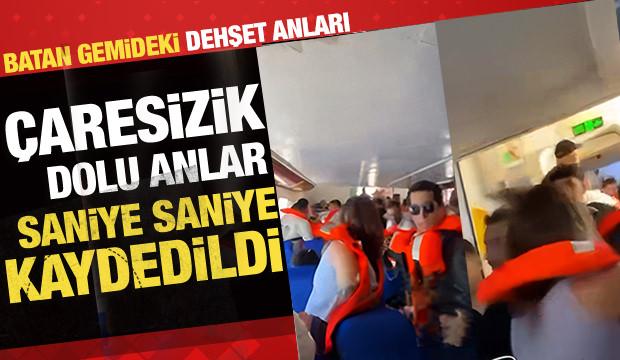 Girne a&ccedil;ıklarından batan gemideki panik anları kamerada