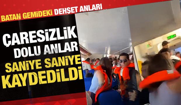 Girne a&ccedil;ıklarından batan gemideki panik anları kamerada