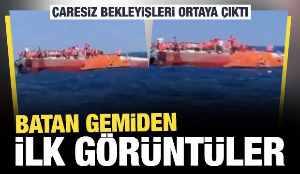 Girne'de batan gemiden ilk g&ouml;r&uuml;nt&uuml;ler: Geminin &uuml;zerinde &ccedil;aresiz bekleyiş