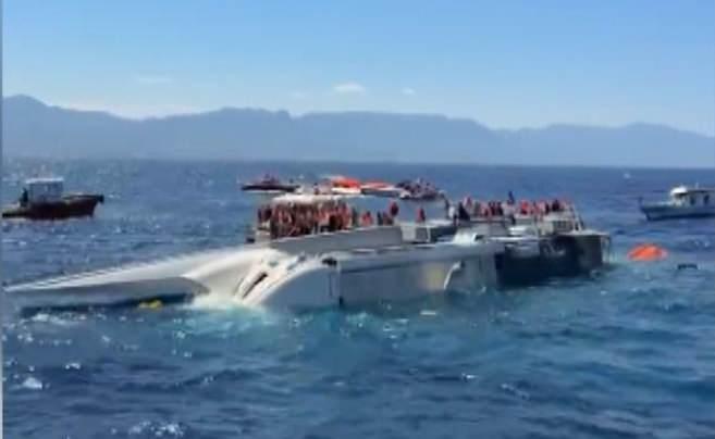 Girne'de batan gemiden ilk g&ouml;r&uuml;nt&uuml;ler: Geminin &uuml;zerinde &ccedil;aresiz bekleyiş