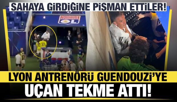 Guendouzi&rsquo;ye saldıran Lyon antren&ouml;r&uuml; Fenerbah&ccedil;eli oyuncuları g&ouml;r&uuml;nce dondu kaldı