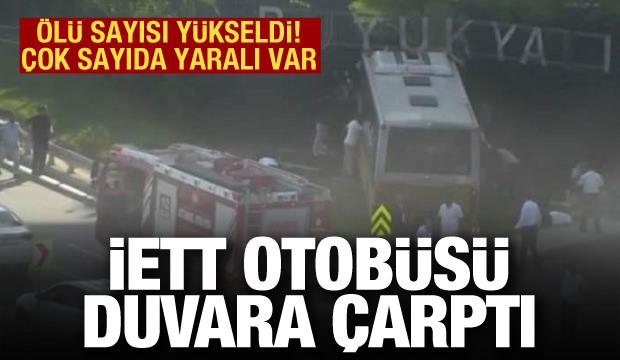 İETT otob&uuml;s&uuml; site duvarına &ccedil;arptı: &Ouml;l&uuml; ve yaralılar var!