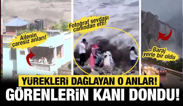 Nepal'de selin ortasında &ccedil;aresizce bekleyen ailenin zor anları