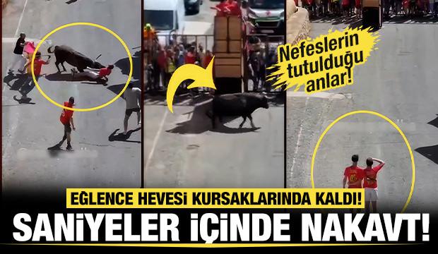 Şaka gibi başlayan olay kanlı bitti! Boğa affetmedi...