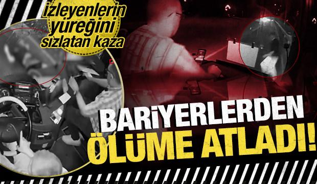 Samsun'da feci &ouml;l&uuml;m kamerada: Bariyerden atladı, otob&uuml;s&uuml;n altında kaldı