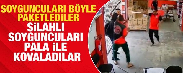 Silahlı soyguncuyu pala ile kovaladılar! Brezilya'daki o anlar kayıtta