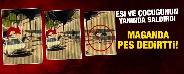 Bebekli aileye saldıran maganda yakalandı