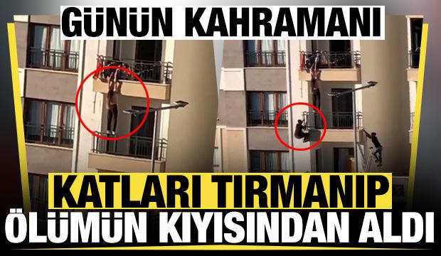 G&uuml;n&uuml;n kahramanı: Katları tırmanıp &ccedil;ocuğu &ouml;l&uuml;m&uuml;n kıyısından aldı