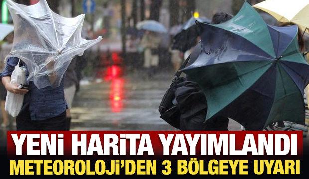 Meteoroloji&rsquo;den 3 b&ouml;lgeye uyarı: Kuvvetli r&uuml;zgar ve sağanak