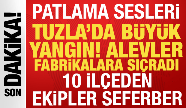 Tuzla'daki lojistik depoda b&uuml;y&uuml;k yangın: Alevler fabrikalara sı&ccedil;radı