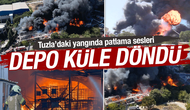 Tuzla'daki lojistik depoda b&uuml;y&uuml;k yangın: Alevler fabrikalara sı&ccedil;radı