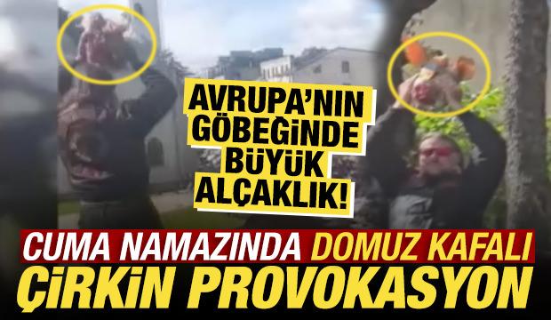 Cuma namazından &ccedil;irkin saldırı: Y&uuml;ksek sesle m&uuml;zik &ccedil;alıp domuz kafası g&ouml;sterdiler