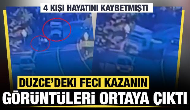 D&uuml;zce'de 4 kişinin &ouml;ld&uuml;ğ&uuml; kazanın g&uuml;venlik kamerası g&ouml;r&uuml;nt&uuml;leri ortaya &ccedil;ıktı