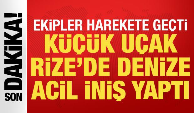 G&uuml;rcistan'dan kalkan k&uuml;&ccedil;&uuml;k u&ccedil;ak Rize a&ccedil;ıklarında denize acil iniş yaptı