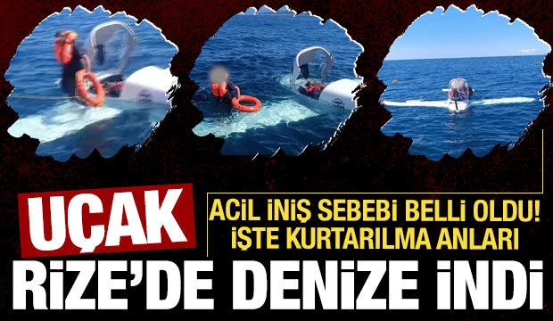 G&uuml;rcistan'dan kalkan k&uuml;&ccedil;&uuml;k u&ccedil;ak Rize a&ccedil;ıklarında denize acil iniş yaptı