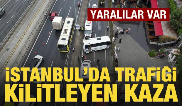 Avcılar'da D-100 Karayolu servis midib&uuml;s&uuml; kaza yaptı 