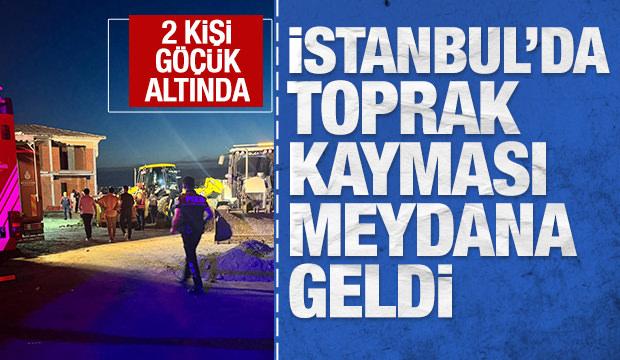 B&uuml;y&uuml;k&ccedil;ekmece'de toprak kayması: 2 kişi g&ouml;&ccedil;&uuml;k altında