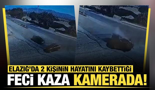 Elazığ'da 2 kişinin &ouml;ld&uuml;ğ&uuml; feci kaza kamerada