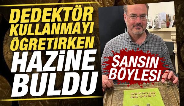 Şansın b&ouml;ylesi: Dedekt&ouml;r kullanmayı &ouml;ğretirken 2 milyon TL&rsquo;lik hazine buldu