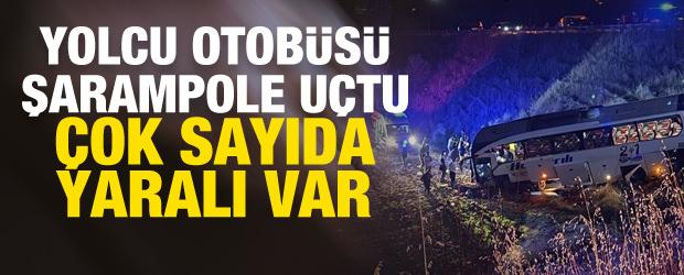 Amasya&rsquo;da feci kaza! Yolcu otob&uuml;s&uuml; şarampole u&ccedil;tu, 24 kişi yaralandı
