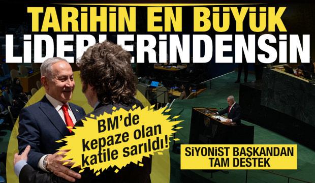 Arjantin lideri Milei'den BM'de yuhalanan Netanyahu'ya: Tarihin en b&uuml;y&uuml;k liderlerindensin
