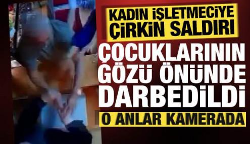 Bağcılar'da iş yeri sahibi işletmeci kadını &ccedil;ocuklarının yanında darbetti
