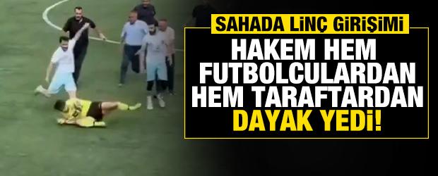 Bağcılar'da lin&ccedil; girişimi: Sahanın ortasında hakemi tekme tokat d&ouml;vd&uuml;ler!