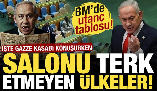 BM'de utan&ccedil; tablosu! İşte Netanyahu konuşurken salonu terk etmeyen &uuml;lkeler!