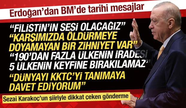 Erdoğan'dan BM'de d&uuml;nyaya Filistin &ccedil;ağrısı: Karşımızda &ouml;ld&uuml;rmeye doyamayan zihniyet var