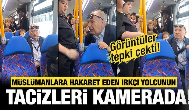 M&uuml;sl&uuml;manlara hakaret eden ırk&ccedil;ı yolcunun tacizleri kameraya yansıdı