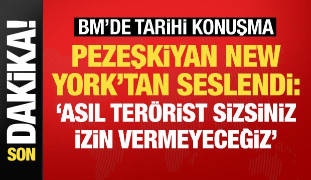 Son dakika... Pezeşkiyan BM K&uuml;rs&uuml;s&uuml;nde seslendi: Savaşı biz başlatmadık, korkmuyoruz