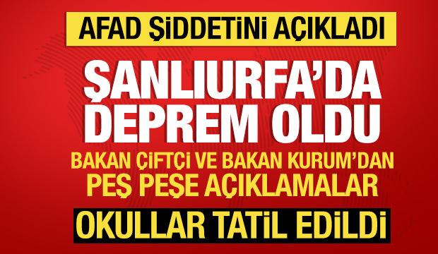Son Dakika: Şanlıurfa'da 5,4 b&uuml;y&uuml;kl&uuml;ğ&uuml;nde deprem oldu