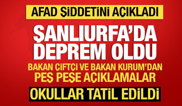 Son Dakika: Şanlıurfa'da 5,4 b&uuml;y&uuml;kl&uuml;ğ&uuml;nde deprem oldu