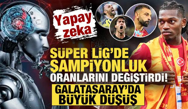 Yapay zeka, S&uuml;per Lig'de şampiyonluk oranlarını değiştirdi! Galatasaray'da b&uuml;y&uuml;k d&uuml;ş&uuml;ş