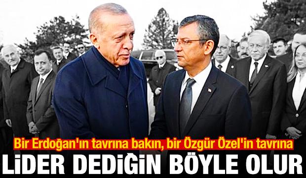 Bir Erdoğan'ın tavrına bakın, bir &Ouml;zg&uuml;r &Ouml;zel'in tavrına