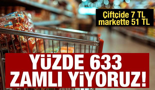 &Ccedil;ift&ccedil;ide 7 TL markette 51 TL: Y&uuml;zde 633 zamlı yiyoruz