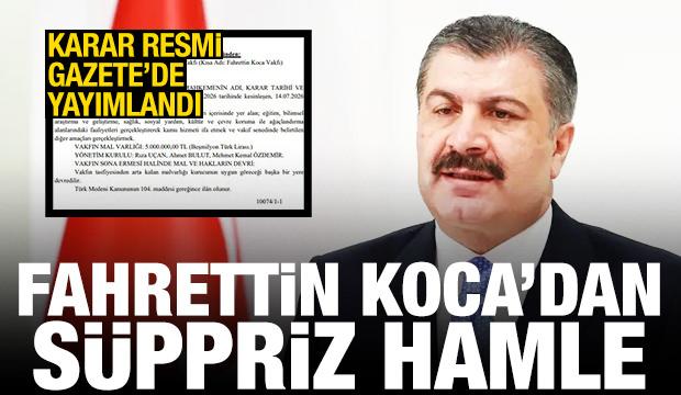 Fahrettin Koca, kendi adını taşıyan vakıf kurdu