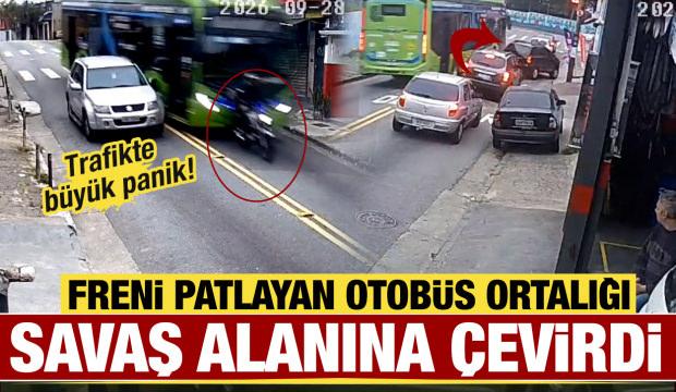 Freni patlayan otob&uuml;s dehşet sa&ccedil;tı!