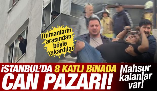 İstanbul'da 8 katlı binada yangın: Mahsur kalanlar var!