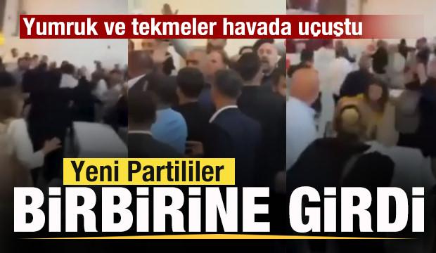 İzmir&rsquo;de YENİ Parti&rsquo;liler birbirine girdi! Yumruk ve tekmeler havada u&ccedil;uştu