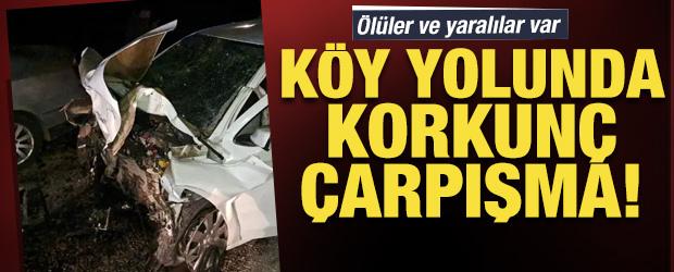 Karaman'da k&ouml;y yolunda korkun&ccedil; &ccedil;arpışma: 2 kişi &ouml;ld&uuml;, 5 kişi yaralandı