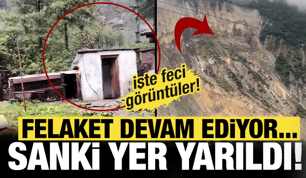 Korku filmi gibi! Heyelan evleri saniyeler i&ccedil;inde yok etti!