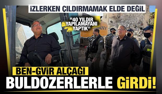 Ben-Gvir, Doğu Kud&uuml;s'te Filistinlilere ait binanın yıkımına katılıp buldozerde poz verdi