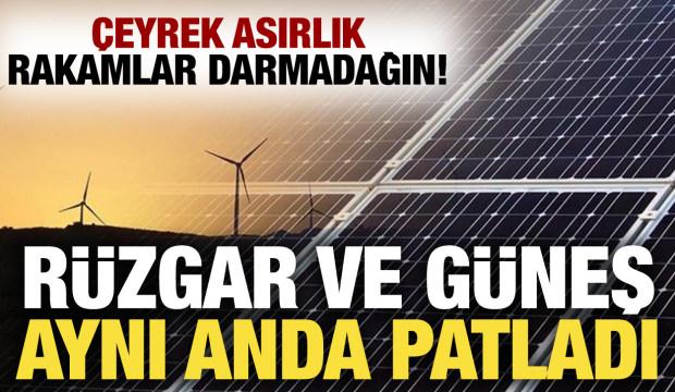 &Ccedil;eyrek asırlık rakamlar darmadağın! R&uuml;zgar ve g&uuml;neş aynı anda patladı: Rekor geldi