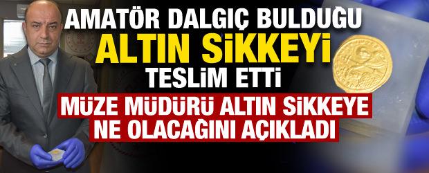 Denizden altın sikke &ccedil;ıktı! İzmir&rsquo;de amat&ouml;r dalgı&ccedil;tan bin yılda bir olacak keşif