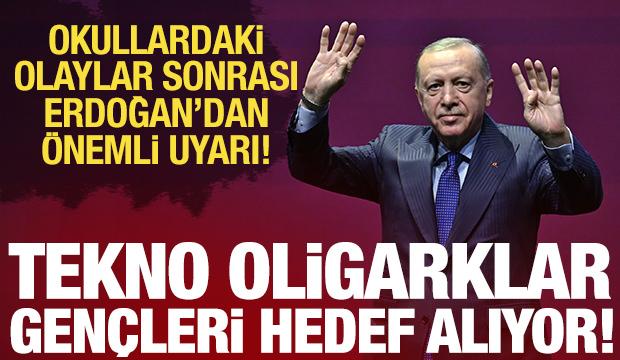 Erdoğan'dan 'tekno oligark' uyarısı: Hedef kitleleri gen&ccedil;lerimiz